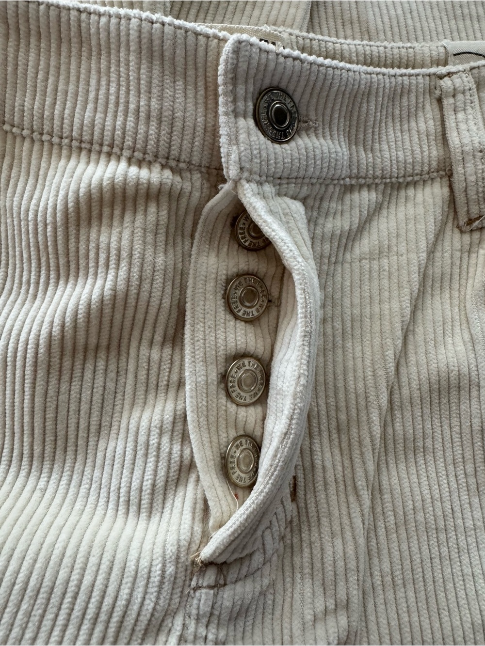 NWT Women's Free People Corduroy Embroidered Cream WideLeg Women’s Jeans Size 28 - Picture 5 of 8